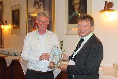 Graham Harvey of Windship Technology accepting the Motorship Award last night in Copenhagen