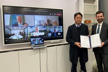 Pictured at the signing ceremony in Busan (left) C.Y. Lyu, Executive Vice President HHI-EMD, and Manuel Stork, Head of Sales & Licence Turbochargers Asia, MAN Energy Solutions.