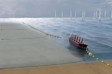 Impression of the first concept: a string of surface buoys secured by drag anchors