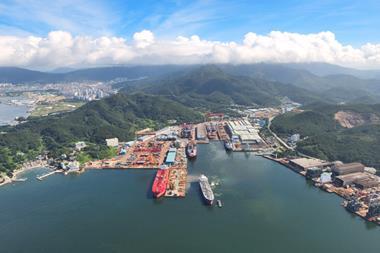 A wide angle shot of the K Ship yard