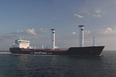 Ship with two rotor sails