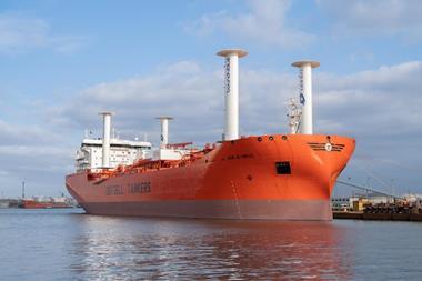Image of a tanker with four bound4blue eSAILs