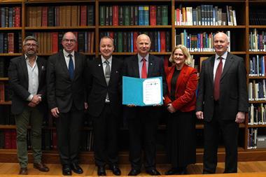 (l-r) Nick Tomkinson, GNSP; Simon Williams, Rolls Royce; Blair Jamieson, Babcock; Mark Tipping, Lloyd’s Register; Kirsti Massie, Stephenson Harwood; and Mike Salthouse, NorthStandard