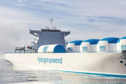 A hydrogen cargo ship