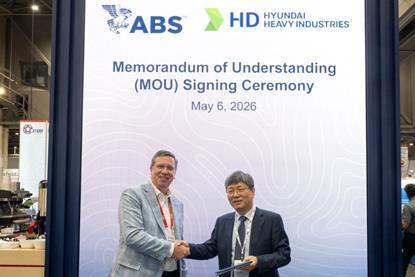 (l-r) Matthew Tremblay, ABS senior vice president, Global Offshore and Kwangsik Won, senior executive vice president of HD Hyundai Heavy Industries at the Offshore Technology Conference