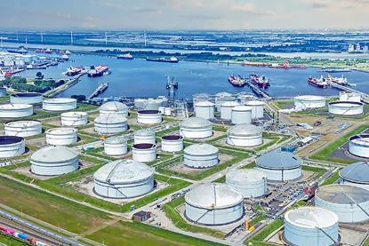 biofuel tanks at a port