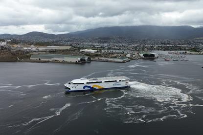incat tasmania electric ferry being trialled on the river derwent