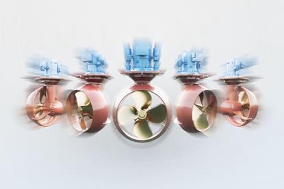 The image shows the expanded Kongsberg Maritime expands its UUC PM azimuth thruster range