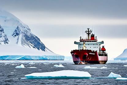 Ship travelling through Arctic waters
