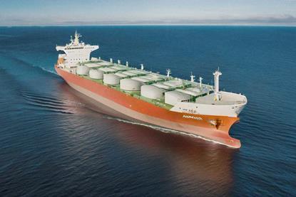generated image of a container ship with alternative fuels