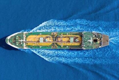Aerial image of a ship at sea