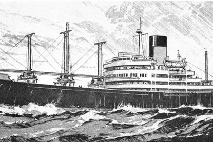 Artist’s impression of the distinctive ‘Glenlyon’ class 11,000gt cargo liners for the Alfred Holt group, two of the four being built in Govan, and the others in the Netherlands