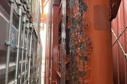 corrosion on a ship's hull