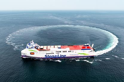 The Stena Futura doing a donut at sea whilst undergoing trials