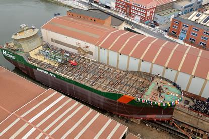 Mureloil hybrid diesel-electric chemical tanker 'Bahia Beatriz' being launched