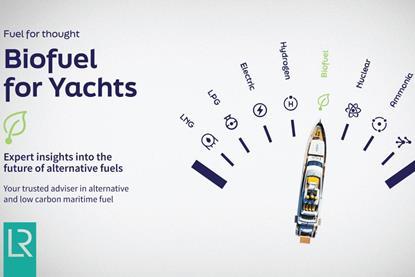 Front cover of Lloyd's Register's Biofuel for Yachts report