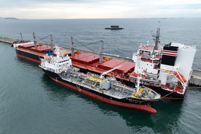 Ship-to-ship green methanol bunkering of a bulk carrier at Ulsan Port