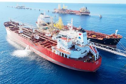 The image shows a Tankerska Plovidba vessel in the foreground