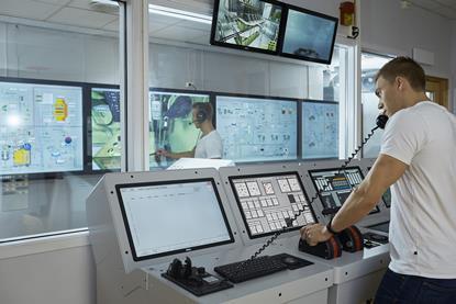 The image shows the Kongsberg K-Sim Engine Room Simulator