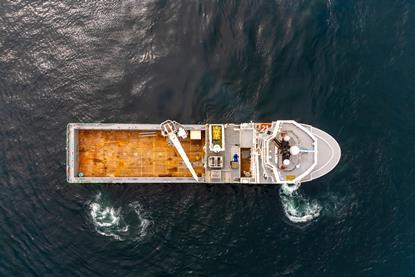 Aerial image of a vessel at sea