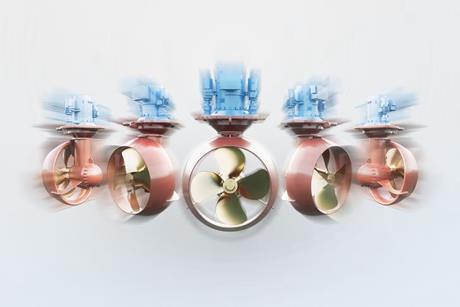 The image shows the expanded Kongsberg Maritime expands its UUC PM azimuth thruster range