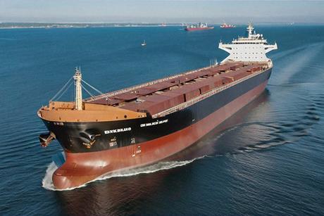 dry bulk container ship at sea
