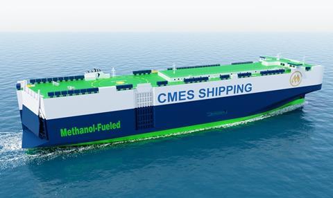 An impression of a methanol-fuelled PCTC being built for CMES