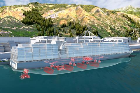 Concept illustration of a large vessel powered by fuel cells