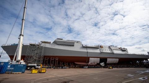 Construction of the first Type 26 frigate at Govan, HMS Glasgow. (credit: BAE Systems).