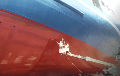 AQUATERRAS hull coating being applied