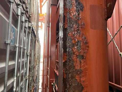 corrosion on a ship's hull