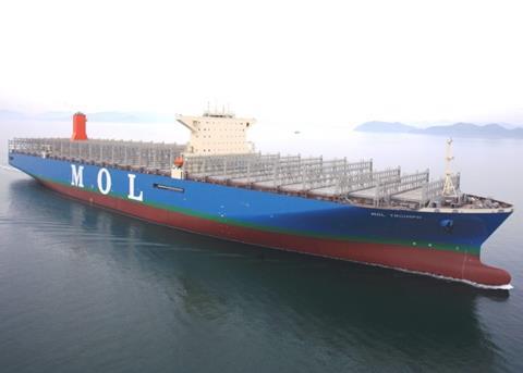 The 20,170 teu 'MOL Triumph' has been designed with an eye to a potential conversion to LNG fuel, pending a feasibility study that will also consider a scrubber installation