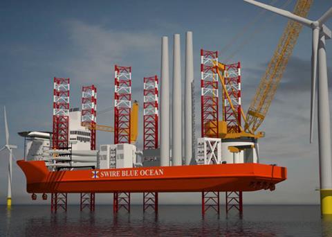 Swire Blue Ocean’s turbine installation ship, being built in Korea to a KEH design