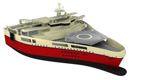 The Ramform W, two of which are to be built for PGS at MHI