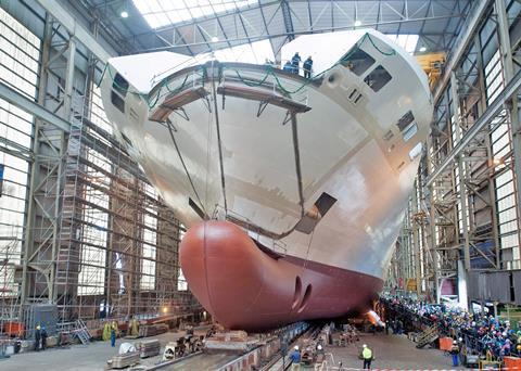 Honfleur prior to launch last year. Now headed for completion?