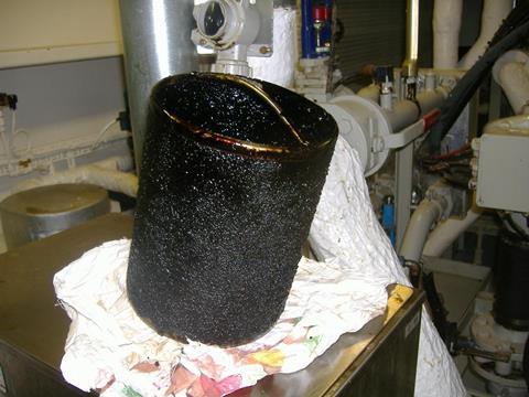 Severe filter blocking demonstrates danger of chemical contamination in marine fuels