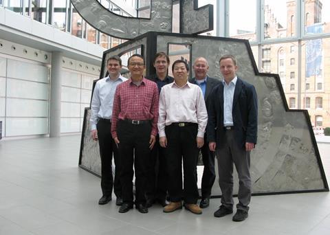 Newly trained specialists (from left to right): (in front) Ming-Kao Li, ship recycling expert; Allan Xia, ship recycling expert; and their trainers: Christian Franke, ship recycling expert; Gerhard Aulbert, global head of practice ship recycling...