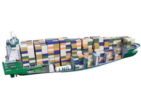Dual-fuelled MAN engines of 11,060kW each will power the containerships, for delivery in November 2017