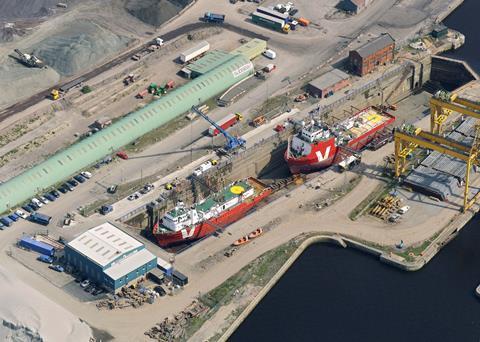 ‘Vos Patrol’ and ‘Vos Lismore’ (at the gate end) in the Leith dry dock