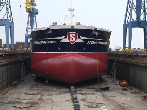 ‘Stena Provence’ in drydock at Harland & Wolff in Belfast