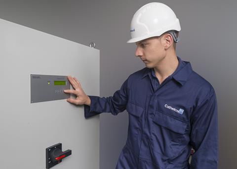 Cathelco engineer checking an ICCP control panel