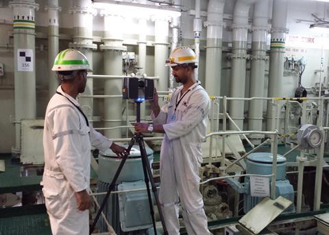 ASRY engineers conduct a 3D scanner survey ahead of a system installation