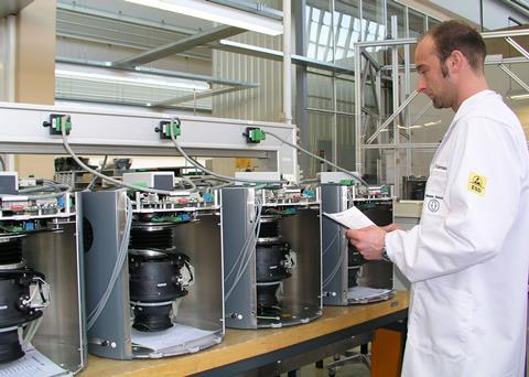 Testing of Standard 22 gyro compasses at Raytheon Anschütz in Kiel, Germany