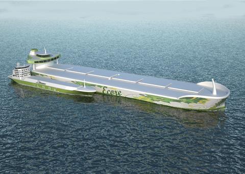 Ecore, a joint industry LNG-fuelled bulk carrier concept, with FKAB bunkering vessel alongside