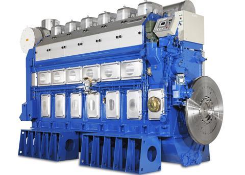 A six-cylinder in-line version of the Wärtsilä 50DF dual-fuel engine