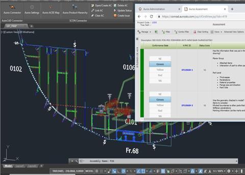 The project will see "Knowledge Packets" linked into SSI's ShipConstructor CAD design software for direct use in 3D design model workflows. (Image courtesy of Auros)
