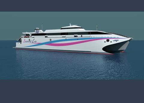 Incat’s new ‘Hull 097’ will be powered by four Kongsberg Kamera S90-4 waterjets Photo: Kongsberg