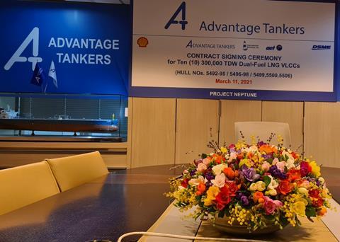 The Advantage Tankers signing ceremony was held on 11 March 2021 (credit: MAN Energy Solutions)
