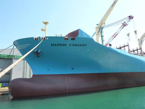 The geared Wafmax container ship ‘Maersk Conakry’