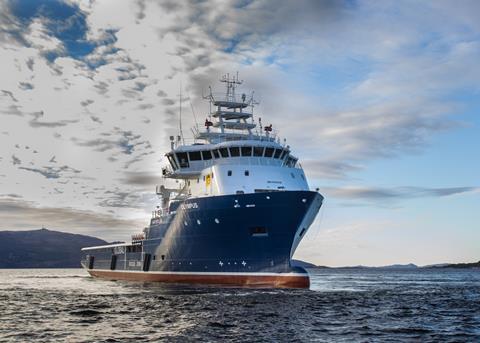 The 72m platform supply vessel (PSV) was christened 'Olympus'
